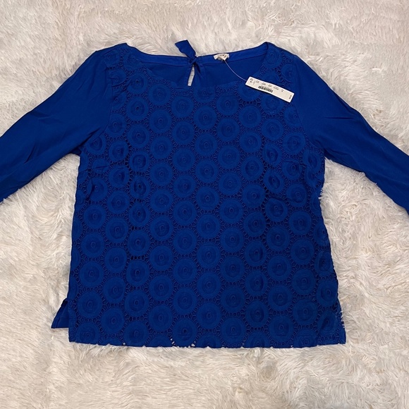 J. Crew Tops - J. Crew Eyelet Blouse | Blue | Medium | NWT